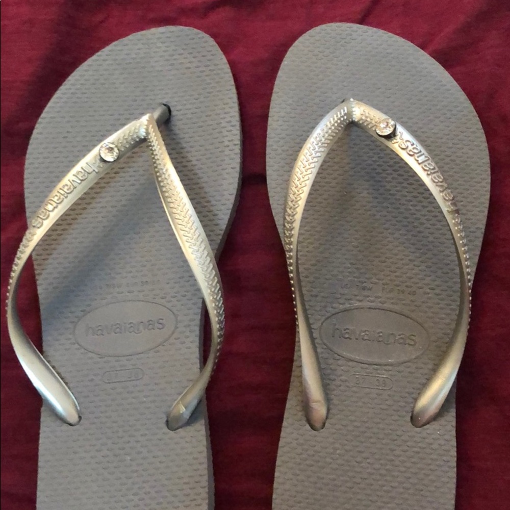 Silver Havaianas with Swavorksi Crystal Flip Flops
